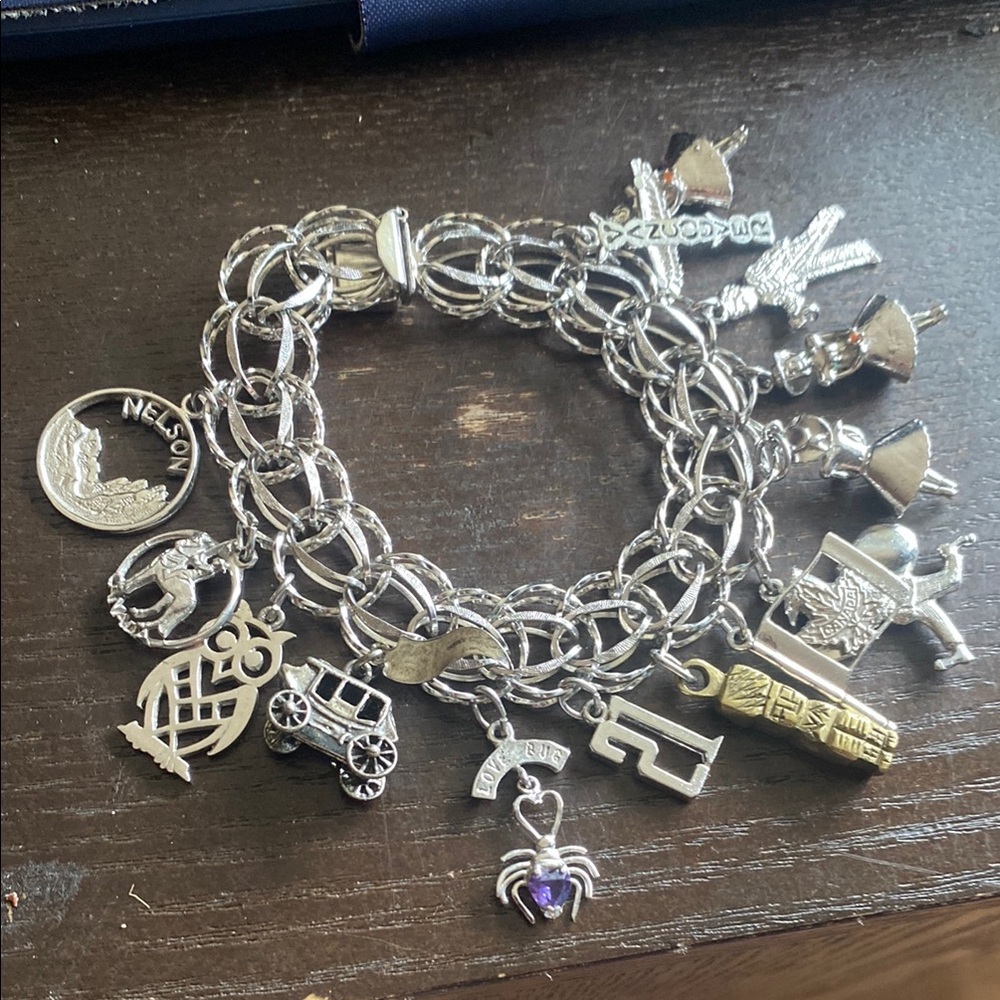Silver Charm Bracelet with Purple Accent